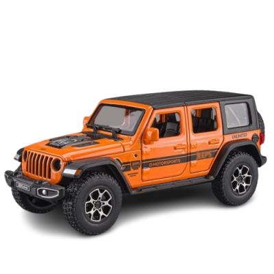 Jeep Wrangler Rubicon Orange Color 1:32 Die Cast Collection Models Car Alloy Toy Vehicle Doors Openable